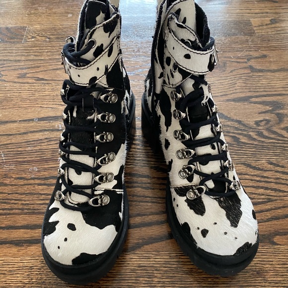 Jeffrey Campbell Printed Check Lace Up Boot Cow - Picture 4 of 8